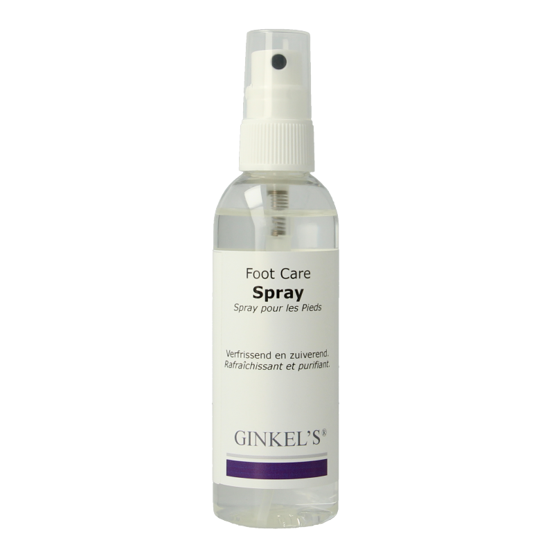 Ginkel's Zweetvoetenspray in 100ml bottle, foot care spray for sweat and odor control, showing the product and packaging.