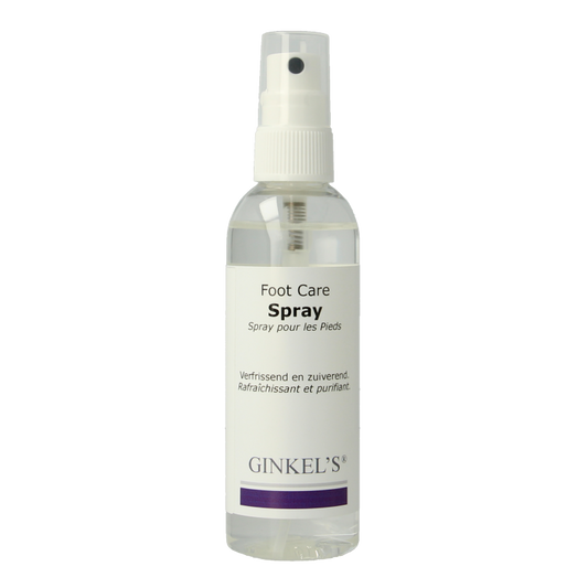 Ginkel's Zweetvoetenspray in 100ml bottle, foot care spray for sweat and odor control, showing the product and packaging.