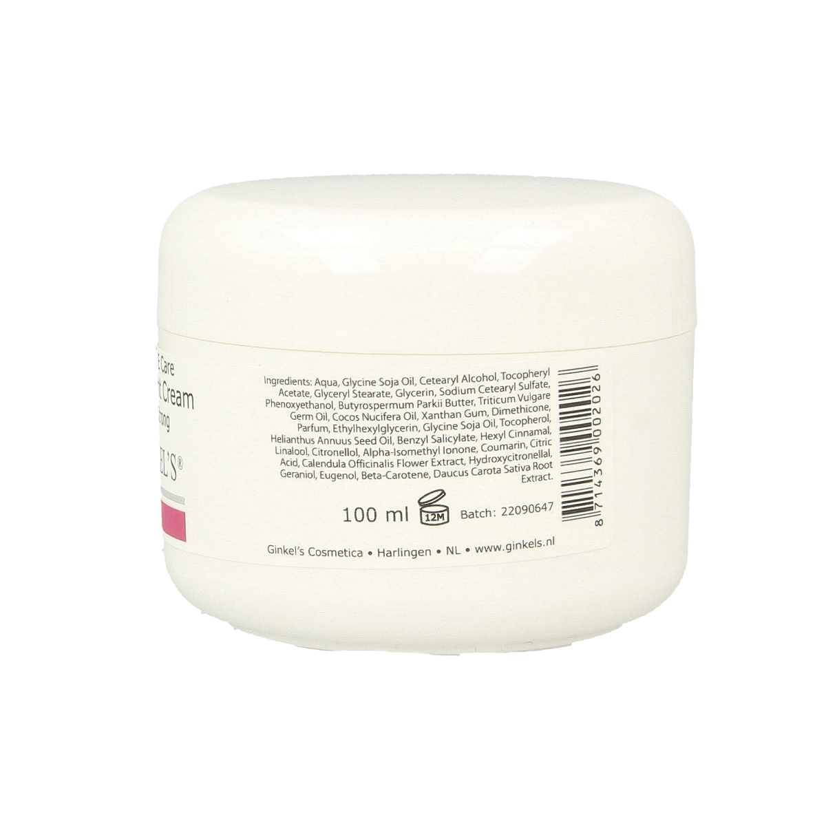 Ginkel's Vitamine E creme extra sterk 100ml for facial skin care, showing the cream jar with branding and product label.