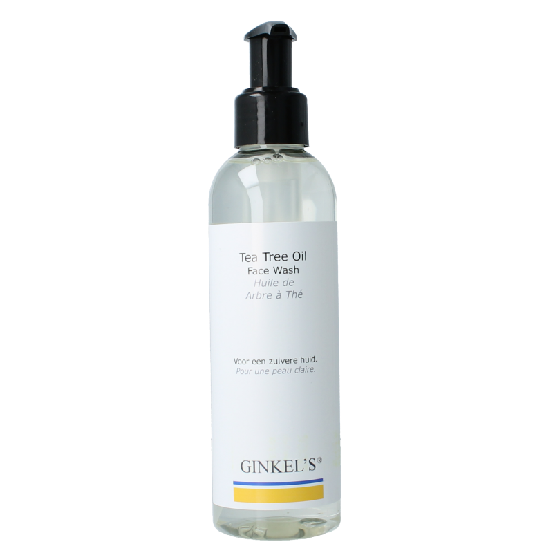 Ginkel's Tea Tree Face Wash in a 200ml bottle, natural facial cleansing product with tea tree for healthy skin.