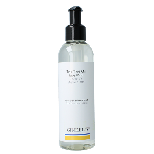 Ginkel's Tea Tree Face Wash in a 200ml bottle, natural facial cleansing product with tea tree for healthy skin.