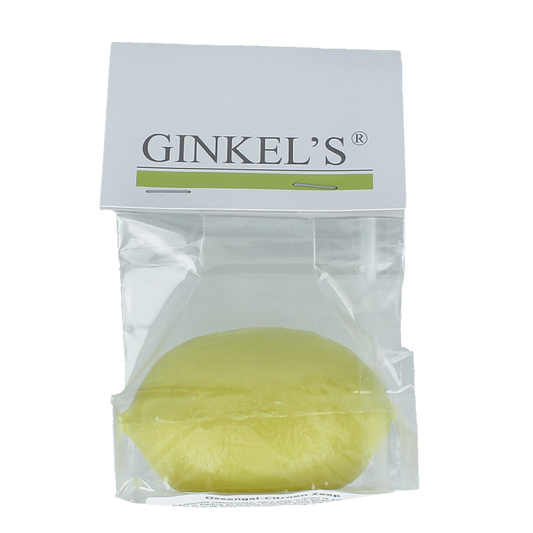 Ginkel's Ossengal citroen zeep 100 gram, natural soap bar with lemon scent, wrapped in paper packaging.