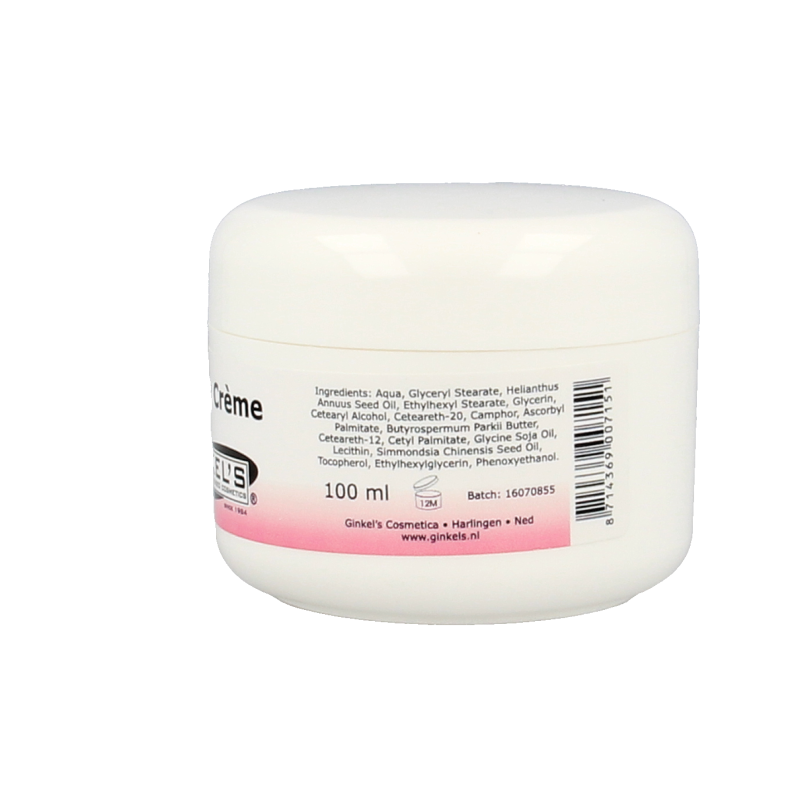 Ginkel's Kamfercreme 100ml hand care cream tube with white cap and label, designed for soothing skin and hand moisturizing.