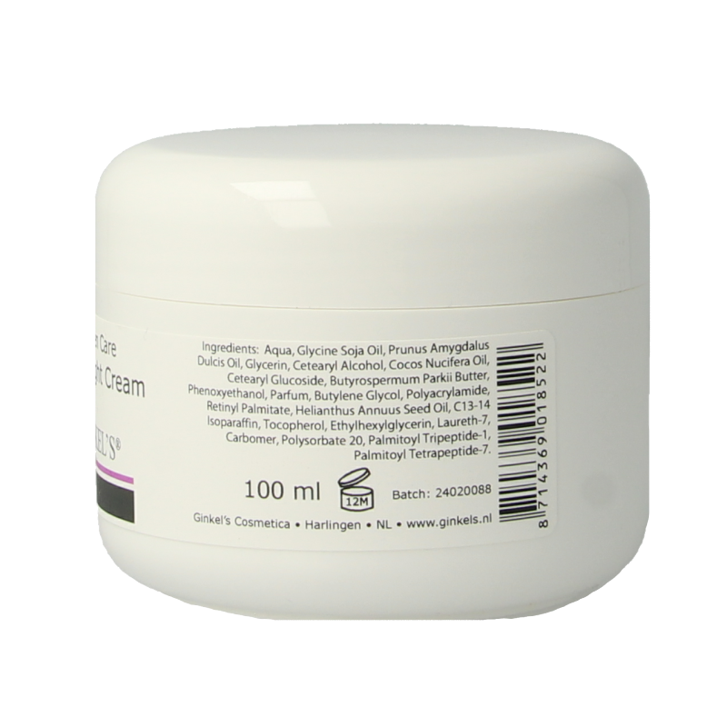 Ginkel's Collagen Care day and night face cream in 100ml jar, highlighting its moisturizing and anti-aging skincare benefits.