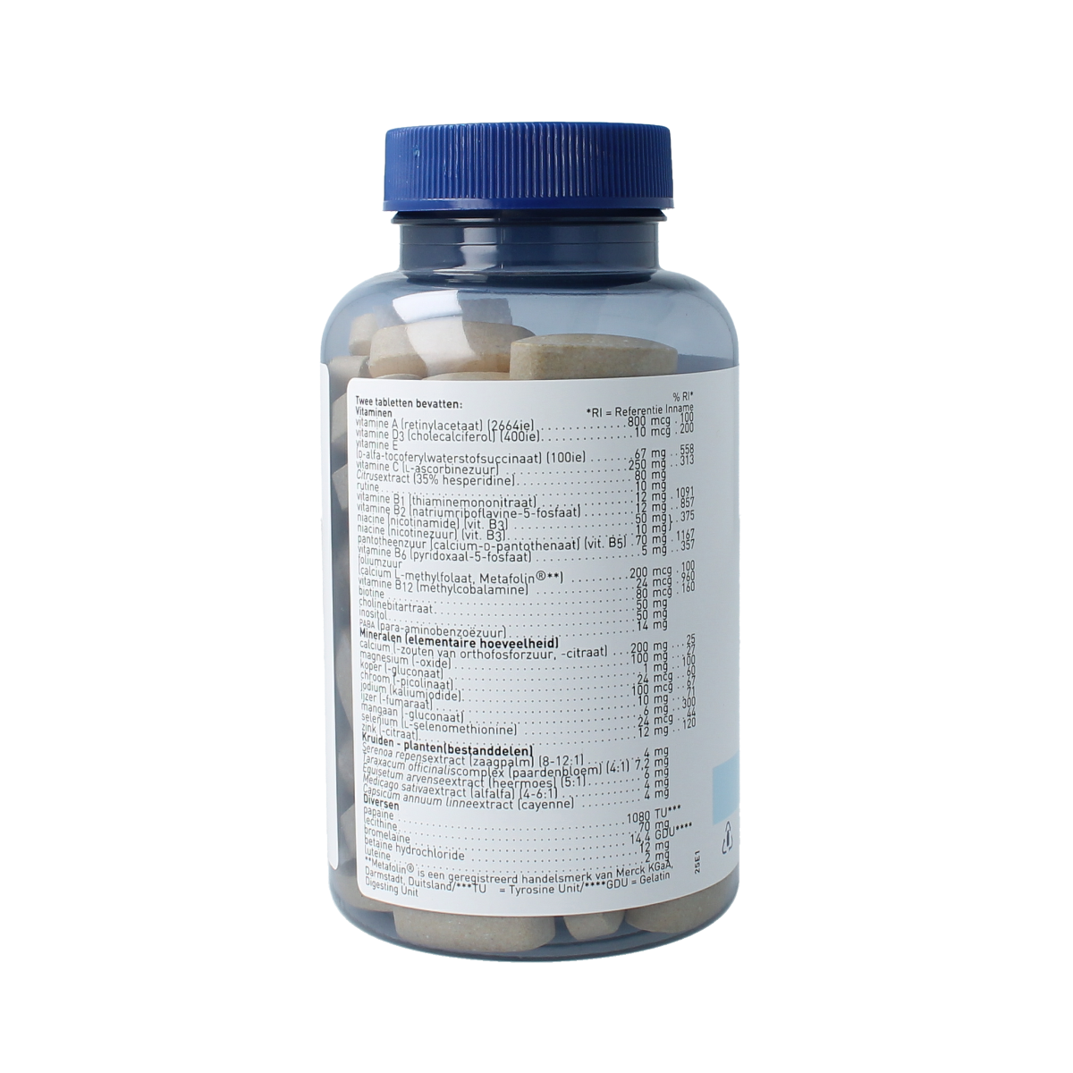 Orthica Multi 4 all vitamin supplement in a bottle of 90 tablets, showing the supplement tablets and label.