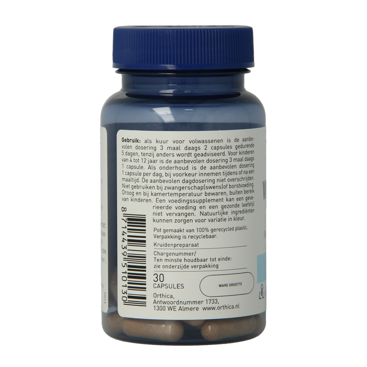 Orthica Weerstand kuur herbal supplement capsules, 30-count bottle, natural herbal remedy for immune support.