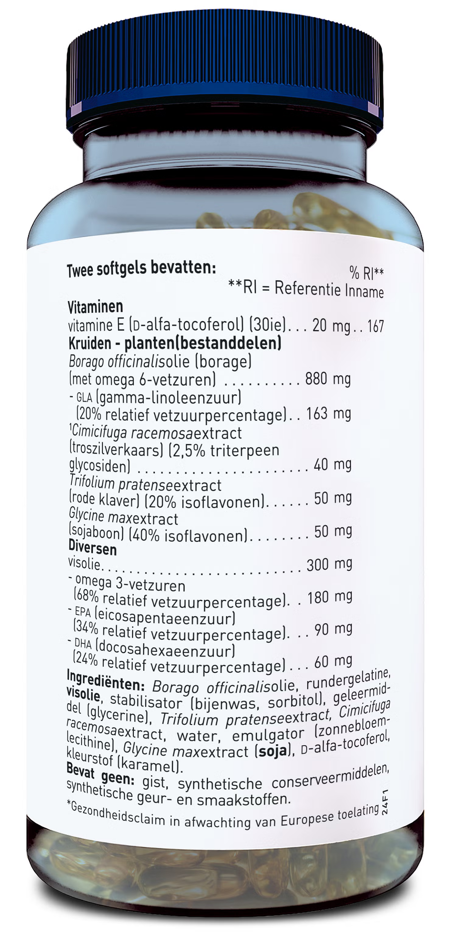Orthica Menopauze support herbal supplement softgels, 60-count, with natural ingredients for menopause relief