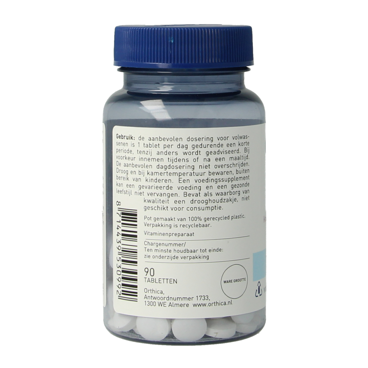 Orthica Vitamin B1 100mg tablets, 90-count, natural dietary supplement in blister packaging, designed to support nerve health.