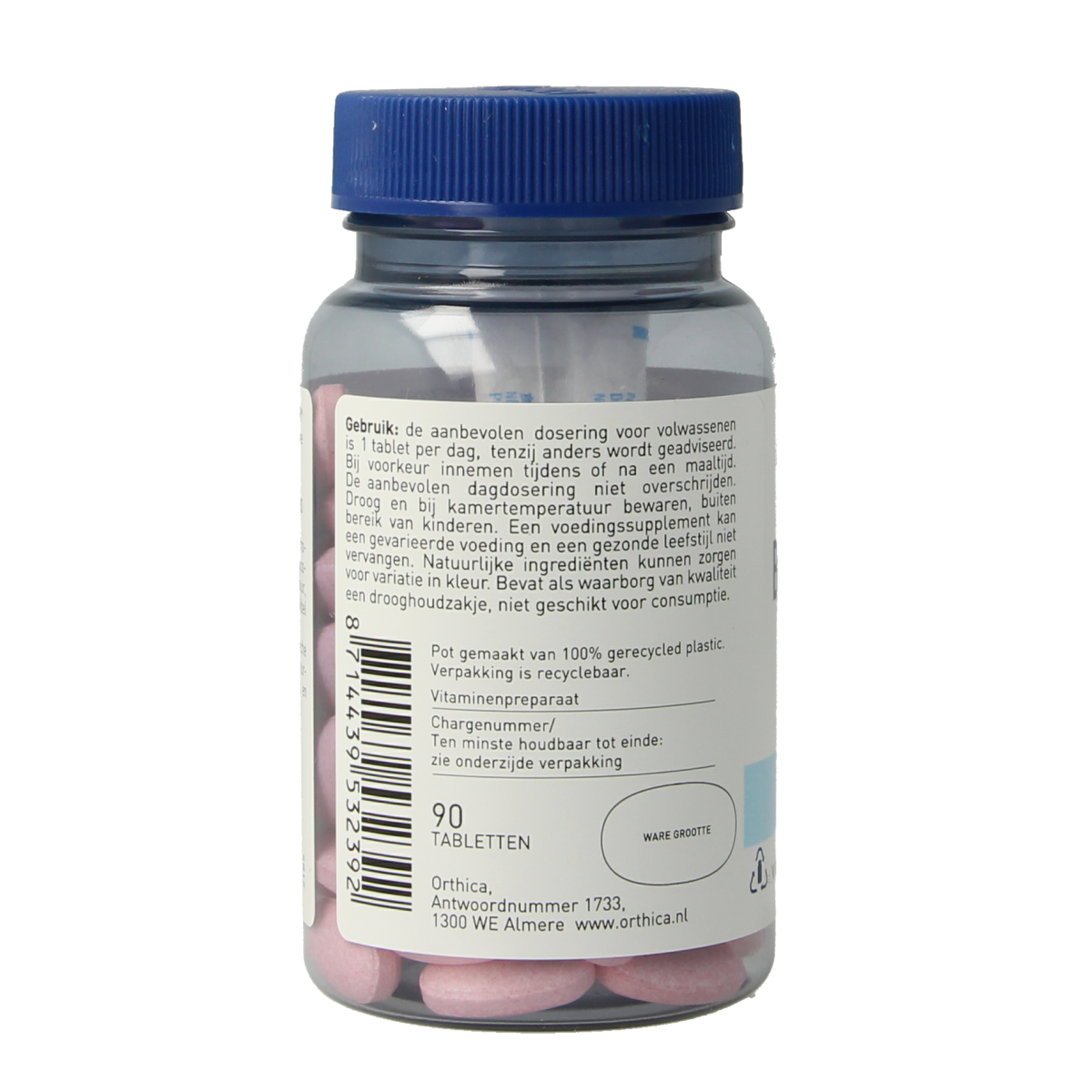 Orthica Vitamin B12 1000 SR tablets in a blister pack, dietary supplement for energy and nerve health.