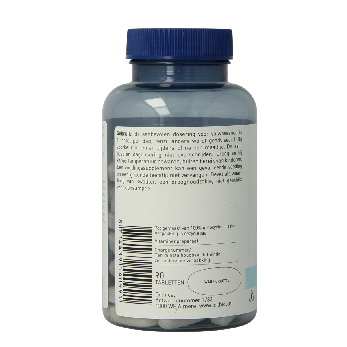 Orthica Vitamine C-1000 supplement with 90 tablets, showing the bottle and label of this vitamin C supplement.