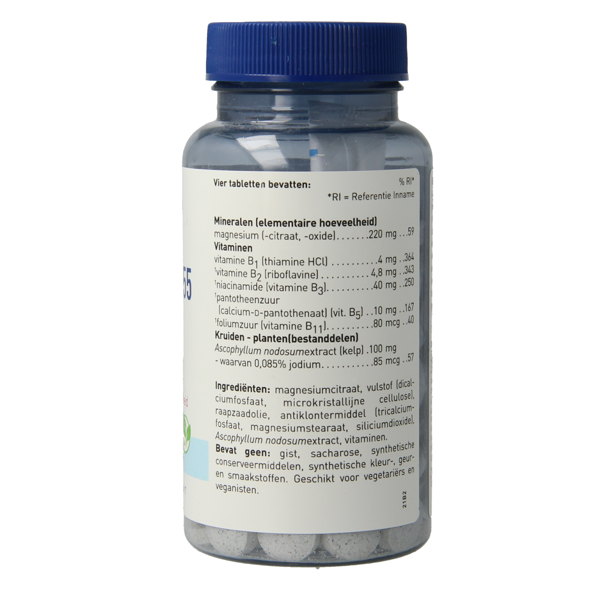 Orthica Magnesium 55 mineral supplement tablets, showing a bottle of 120 magnesium tablets for daily health support