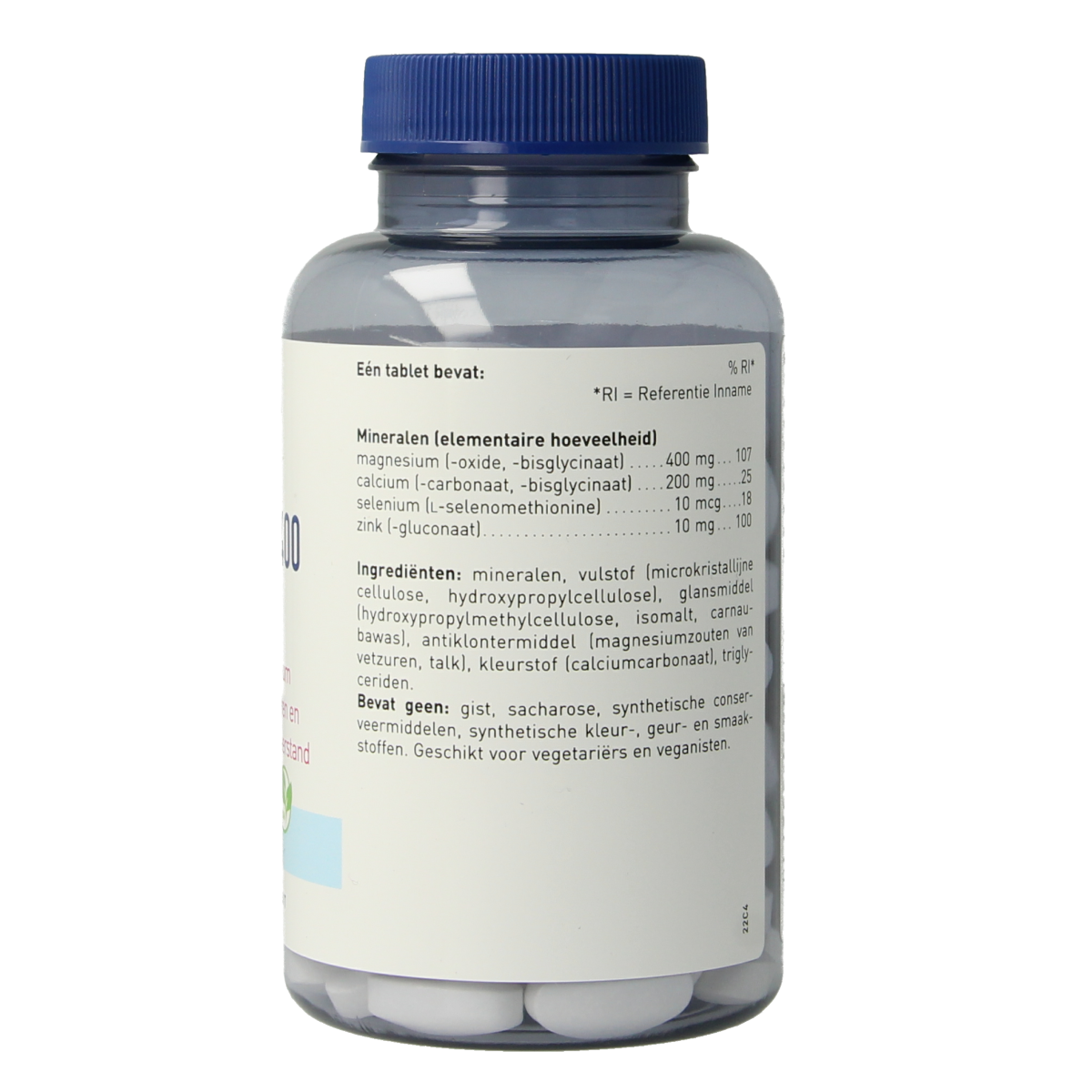 Orthica Magnesium 400 tablets, mineral supplement in a bottle, shown in a close-up image with the label visible.