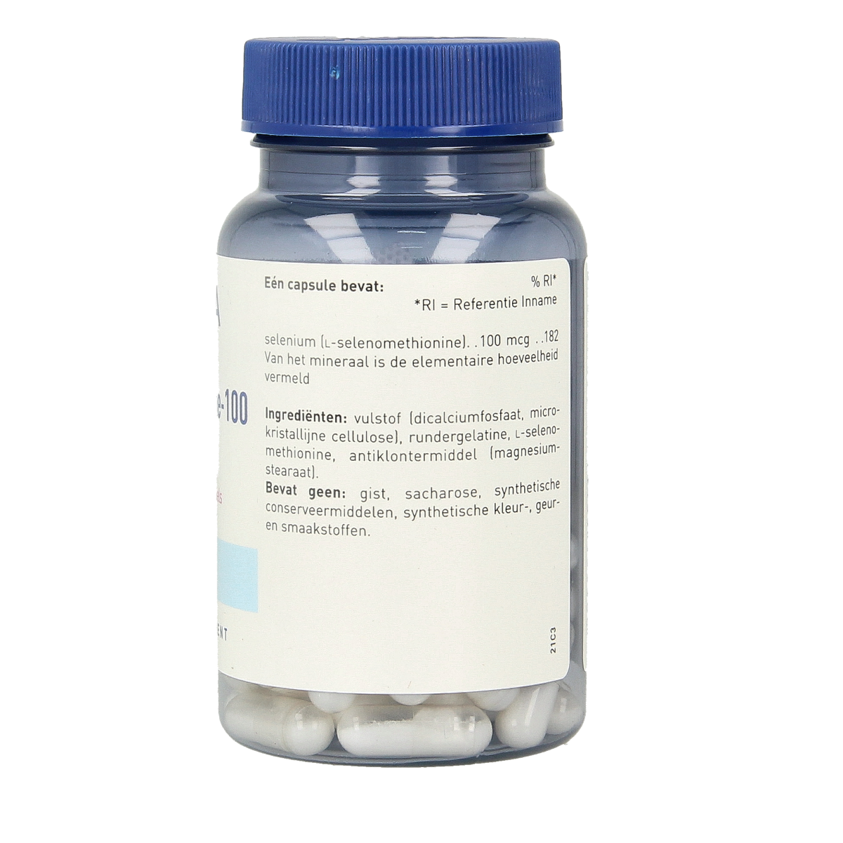 Orthica L-Selenomethionine 100 capsules, mineral supplement with 60 capsules, showing the bottle and label.