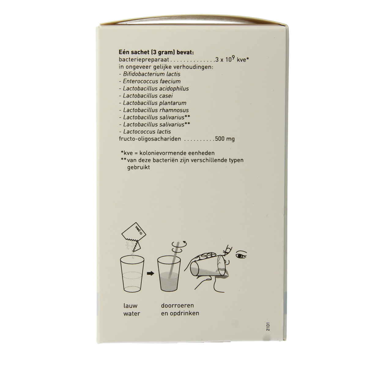 Orthica Orthiflor Plus probiotic sachets containing micro-organisms for digestive health, shown in the image.