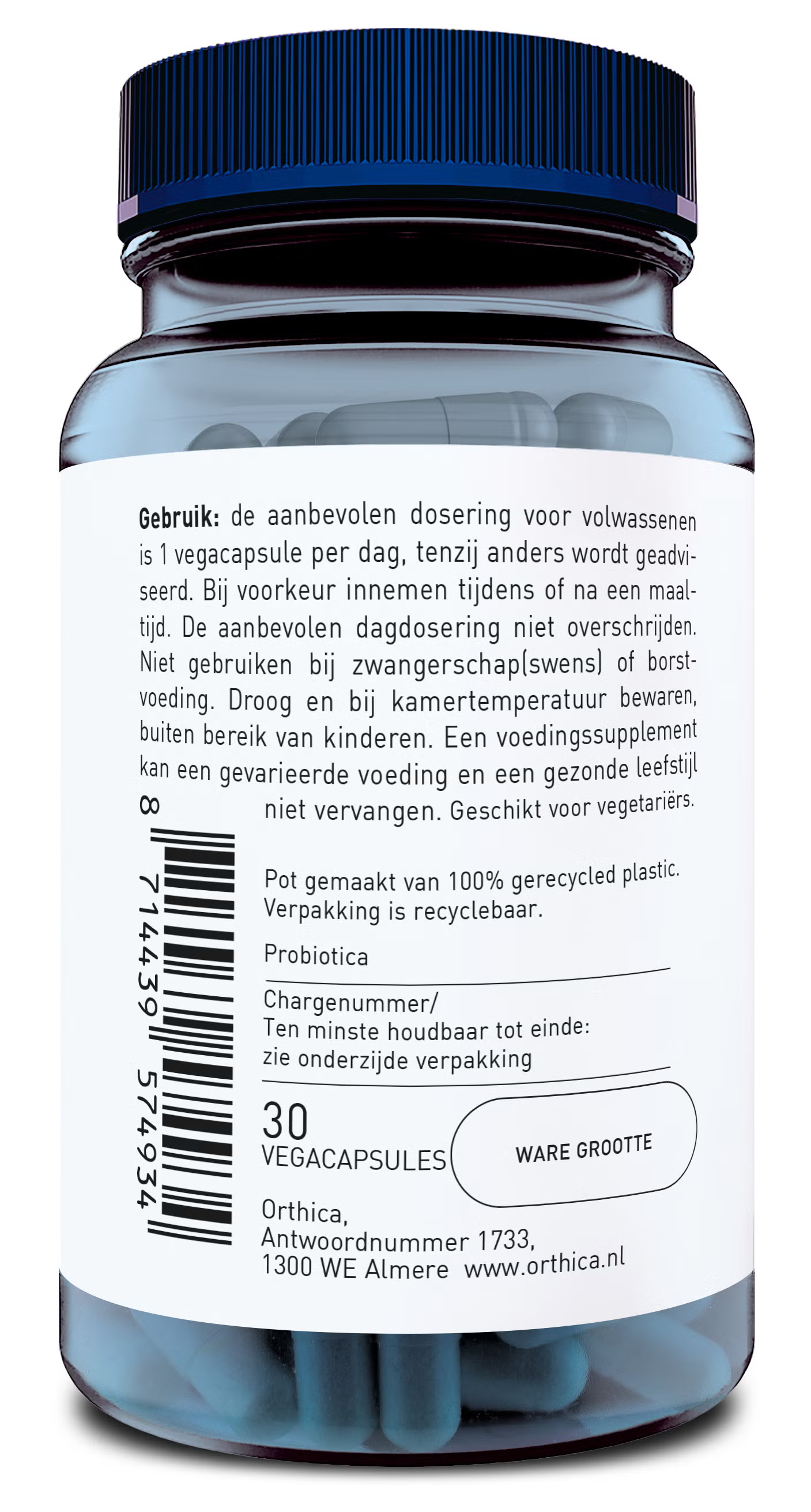 Orthica Orthiflor saffraan vegetarian capsules in a bottle, herbal supplement for wellness, product packaging visible.