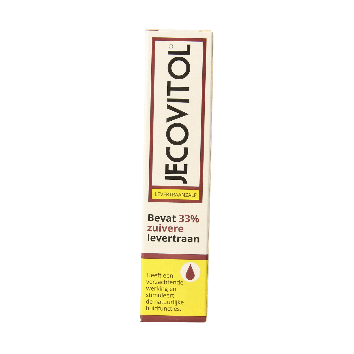 Jecovitol Levertraanzalf 30g body care cream in a tube, designed for skin nourishment and revitalization.