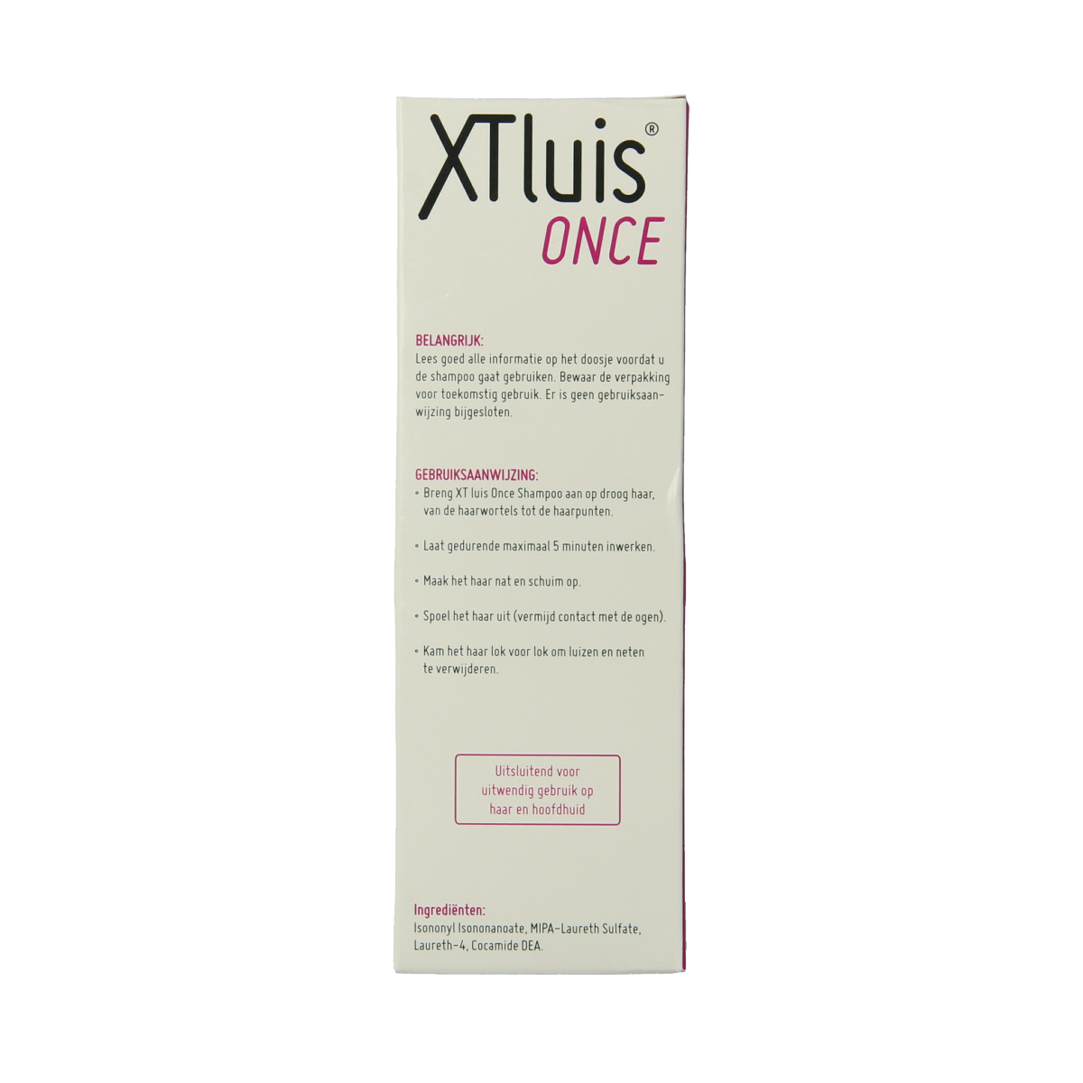 XT Luis Once shampoo 100ml bottle, a hair care product with a sleek design, for nourishing and maintaining healthy hair.