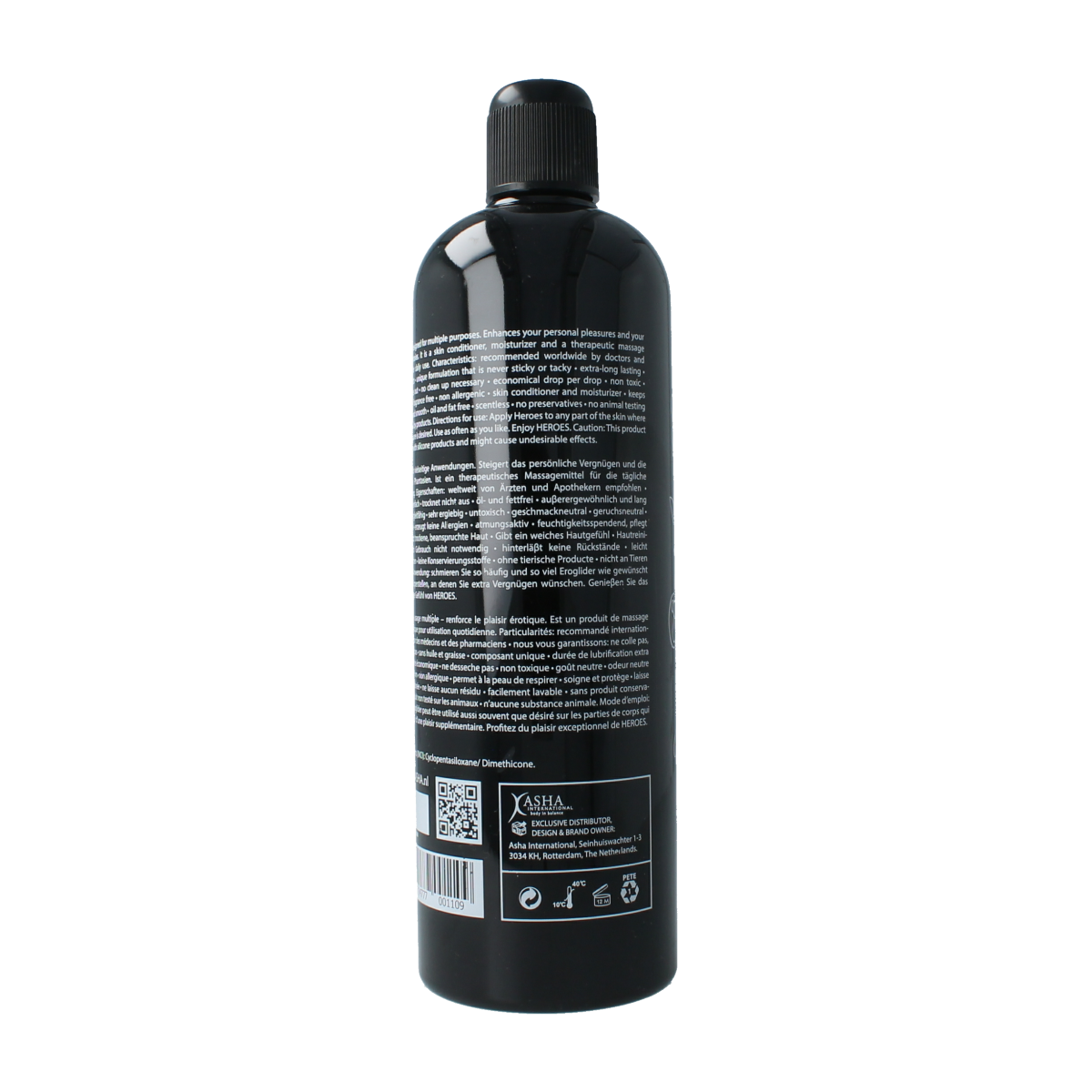 HEROES silicon glide lubricant bottle, 500ml, featuring a sleek design and clear label on a white background.