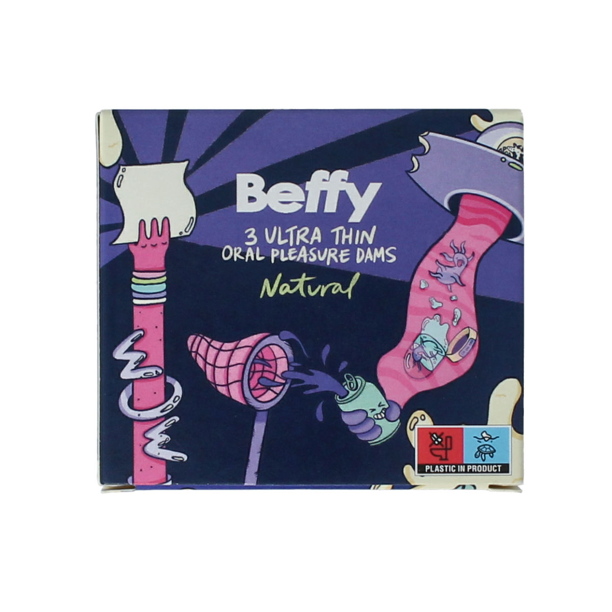 Beffy Beflapjes aroma neutraal, 3-pack, scent-free erotic accessories, shown in packaging with product details.