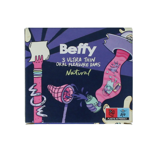 Beffy Beflapjes aroma neutraal, 3-pack, scent-free erotic accessories, shown in packaging with product details.