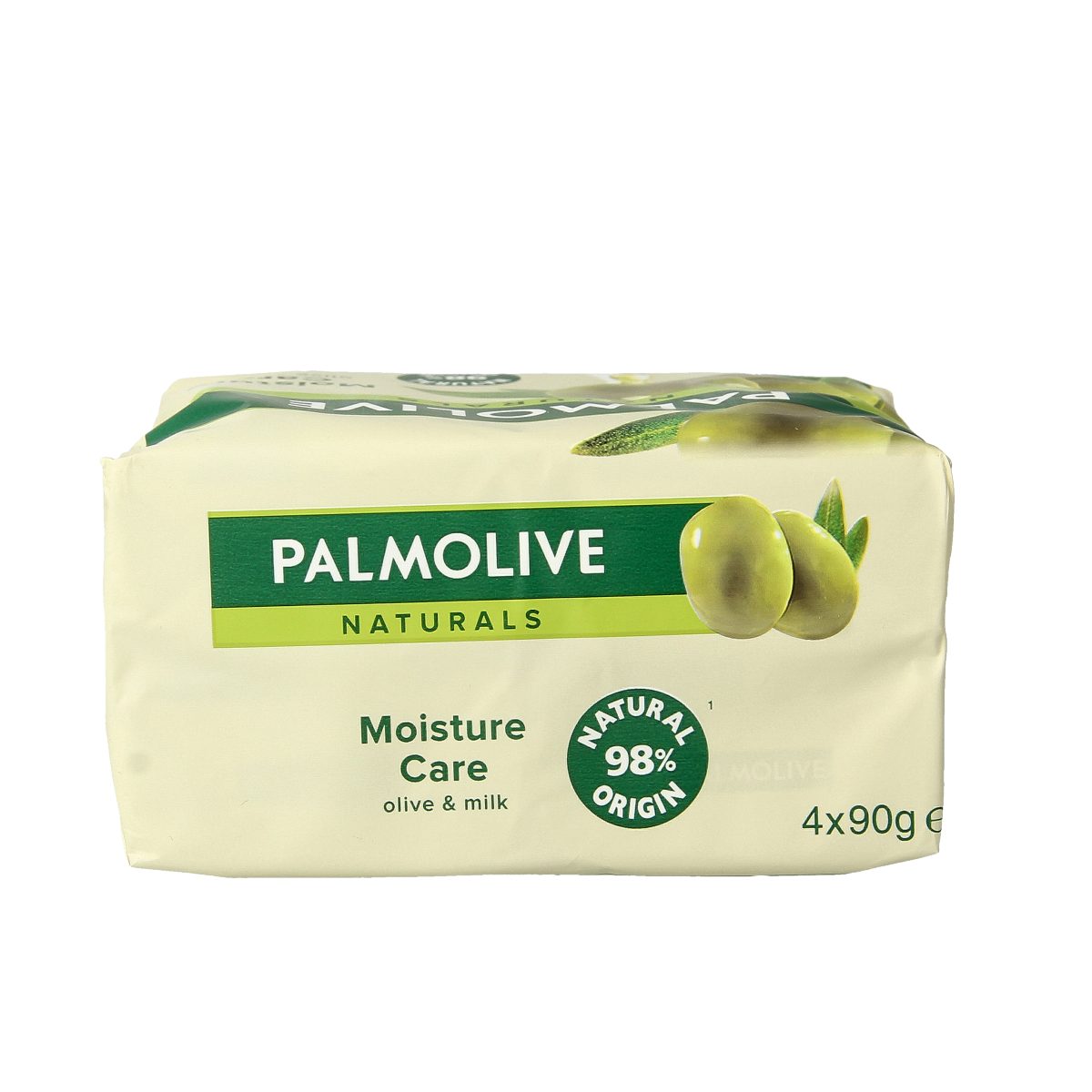 Set of four Palmolive Zeep original olive soap bars, 90 grams each, featuring natural olive scent and classic packaging.