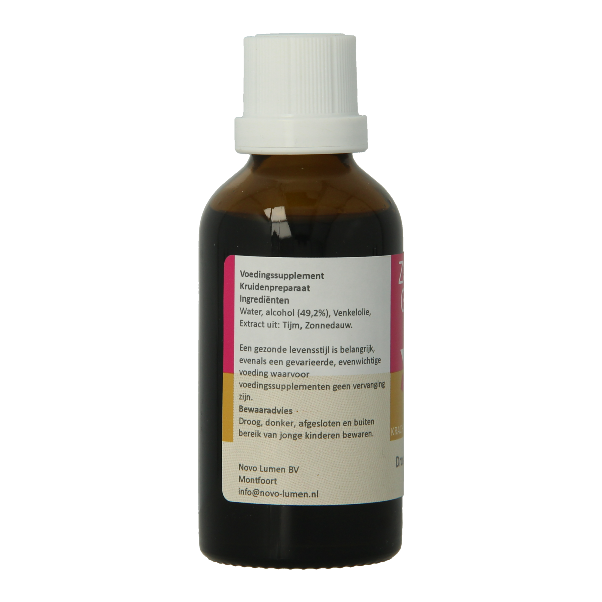 Zonnegoud Drosera complex herbal remedy in 50ml bottle, featuring herbal ingredients for natural health support.