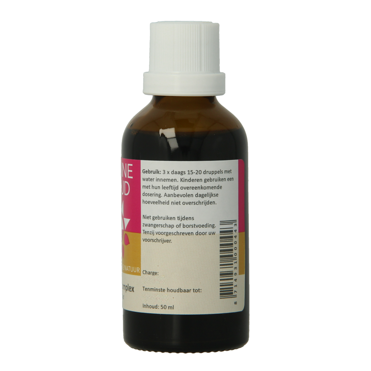 Zonnegoud Drosera complex herbal preparation in a 50ml bottle, featuring a label with product details and branding.