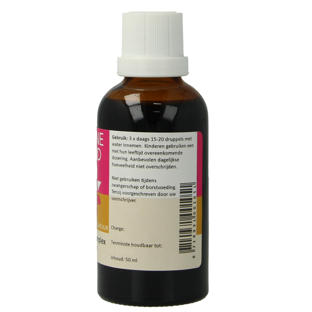 Zonnegoud Plantago complex herbal supplement in a 50ml bottle, part of Zonnegoud kruidenpreparaten line, with herbal ingredients visible.