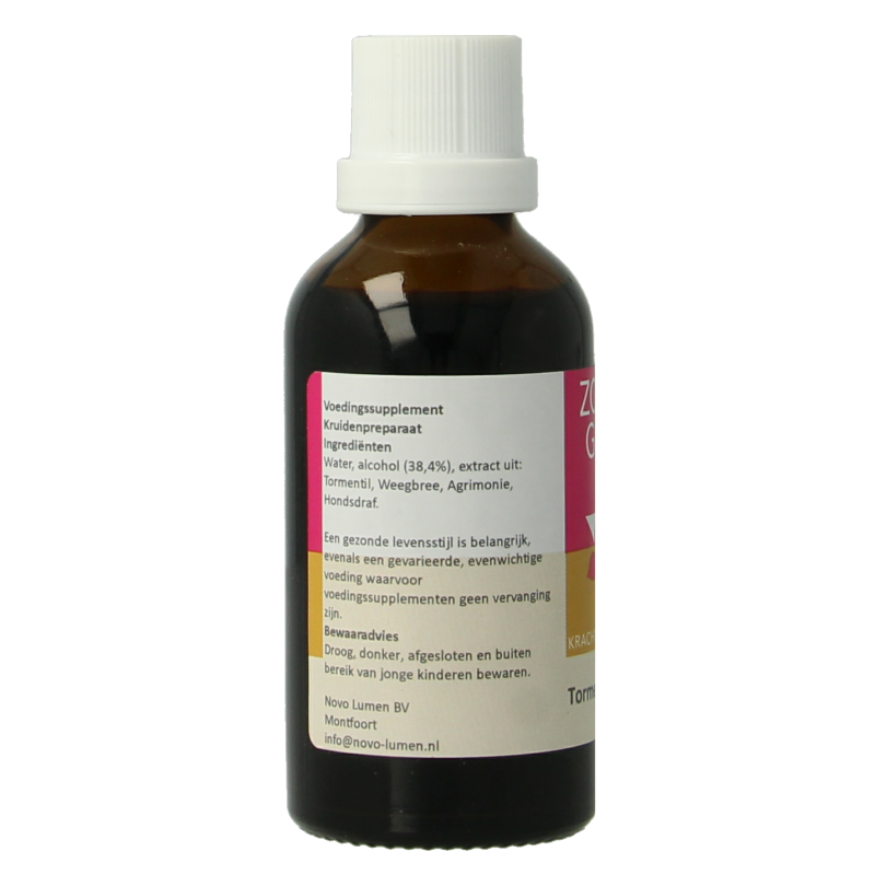 Zonnegoud Tormentilla complex herbal supplement in a 50ml bottle, part of the Zonnegoud kruidenpreparaten collection.