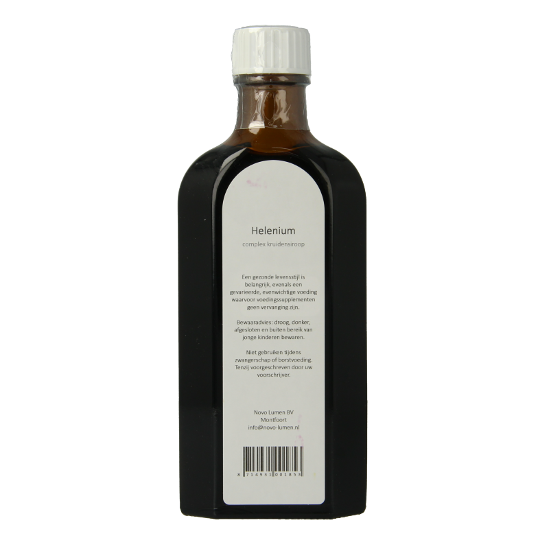 Zonnegoud Helenium complex siroop in 150ml bottle, herbal remedy from Zonnegoud with a dark liquid appearance.