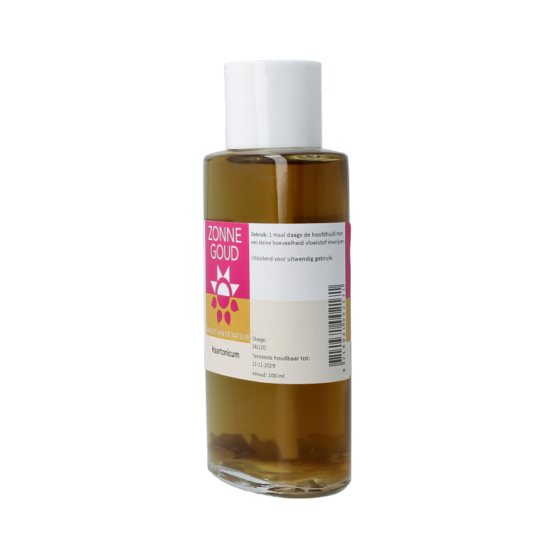 Zonnegoud Haarverzorging Haartonicum 100ml bottle with label, natural hair treatment product from Zonnegoud.
