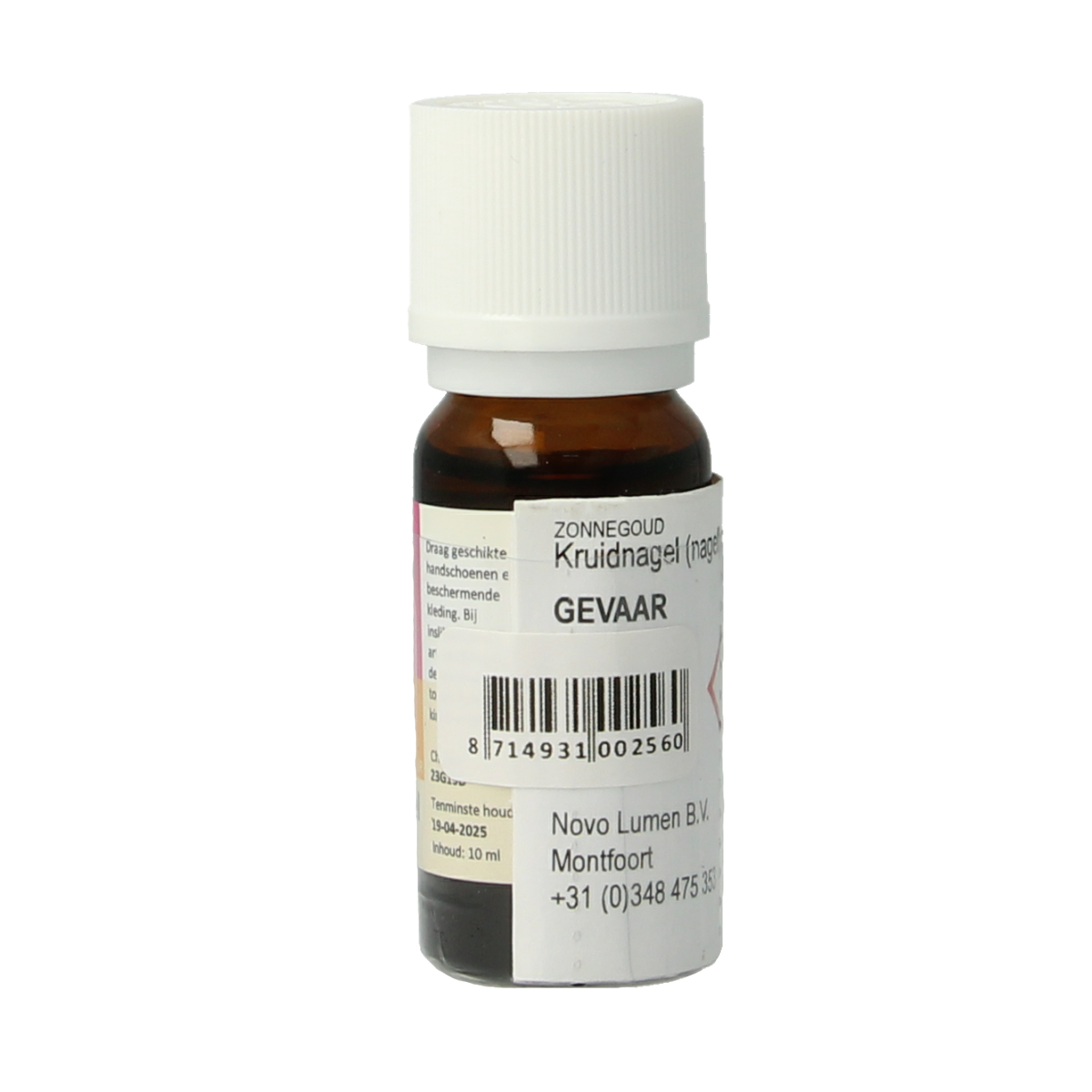 Zonnegoud Kruidenkruidnagel etherische olie in een 10 ml fles, natuurlijke essentiële olie met kruidige geur.