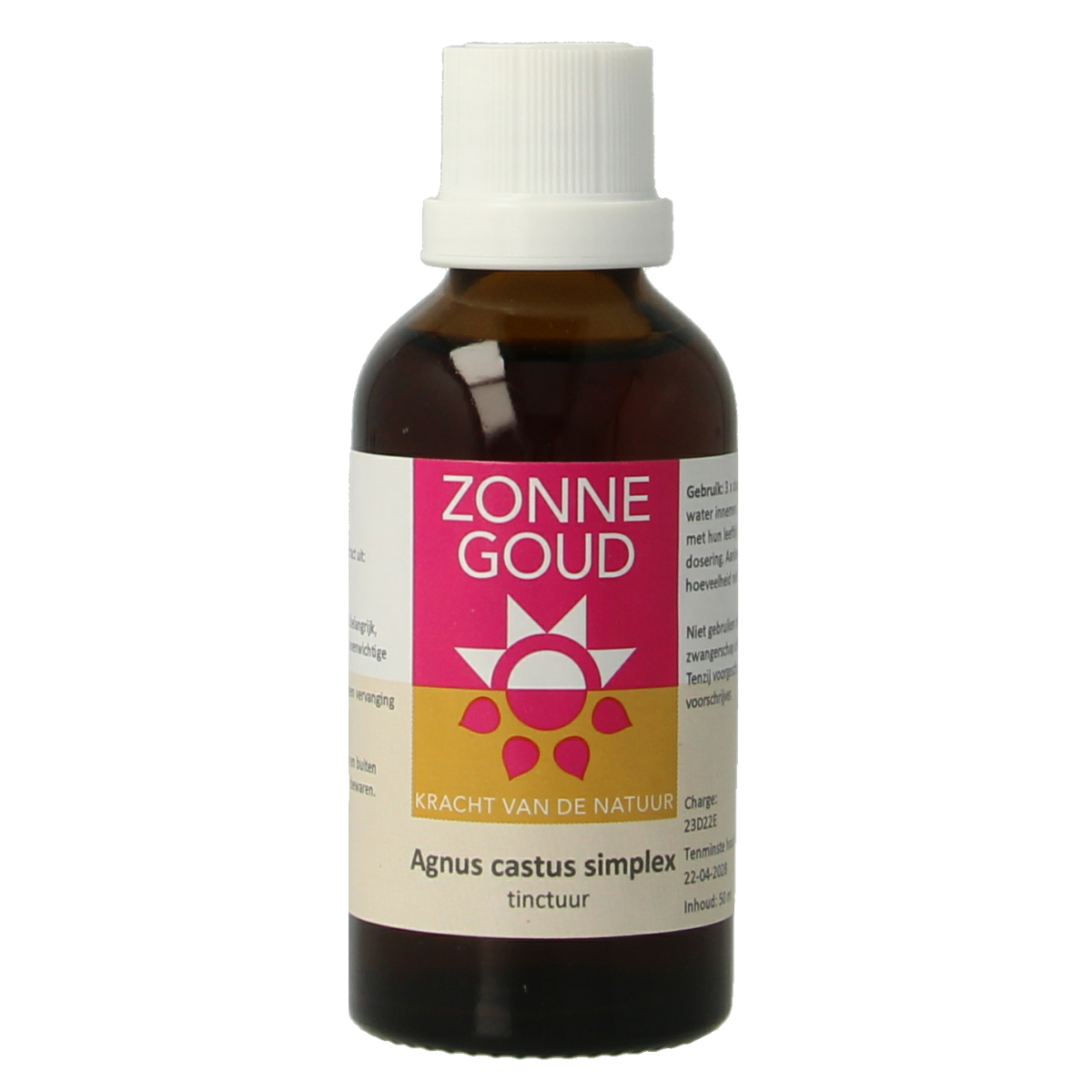 Zonnegoud Agnus castus simplex herbal remedy in 50ml bottle, herbal supplement from Zonnegoud for hormonal support.