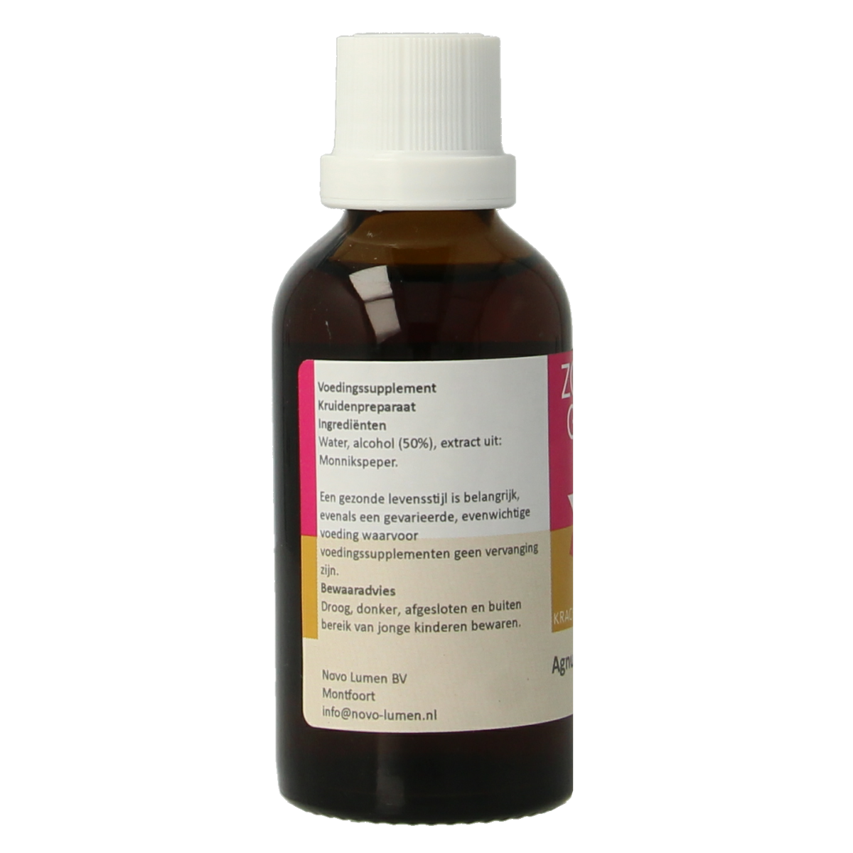 Zonnegoud Agnus castus simplex herbal supplement in 50ml bottle, natural medicinal plant for hormonal balance.