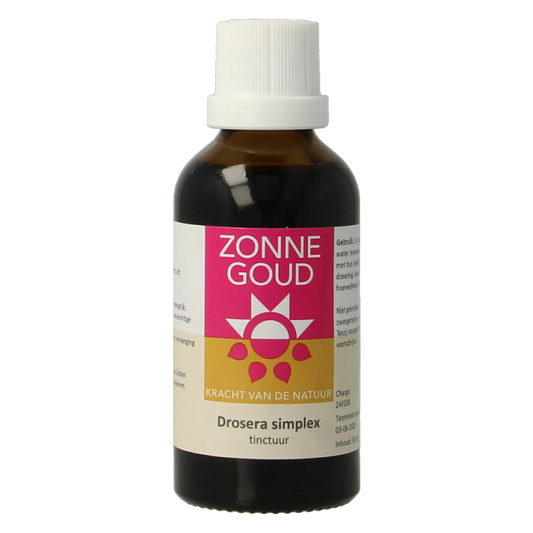 Drosera simplex herbal preparation from Zonnegoud in a 50ml bottle, used for natural herbal remedies.