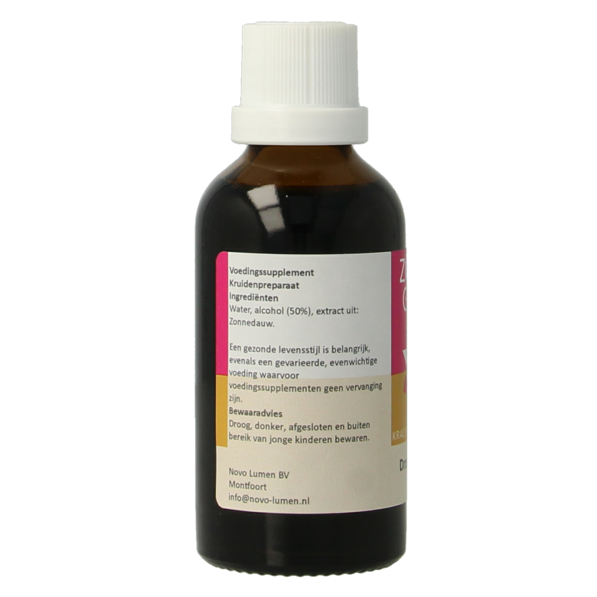 Zonnegoud Drosera simplex herbal supplement in a 50ml bottle, part of Zonnegoud's herbal preparations collection.