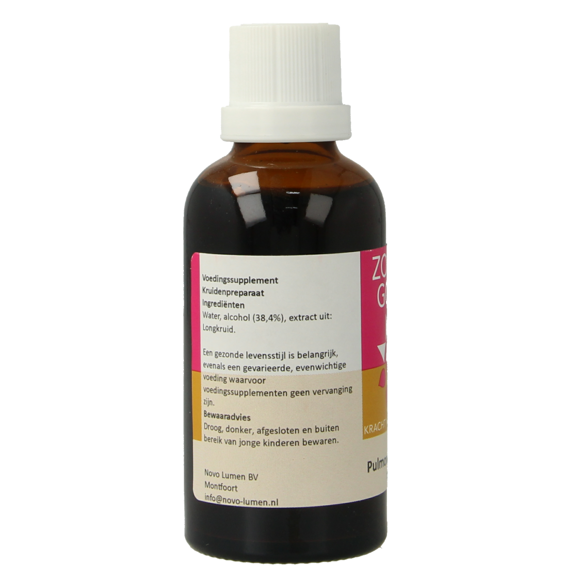 Zonnegoud Pulmonaria simplex herbal remedy in a 50ml bottle, part of Zonnegoud's herbal preparations collection.