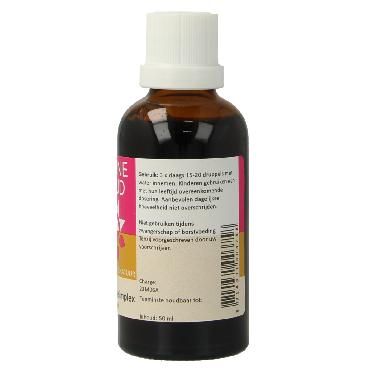 Zonnegoud Pulmonaria simplex herbal supplement in a 50ml bottle, part of Zonnegoud's herbal preparations line.