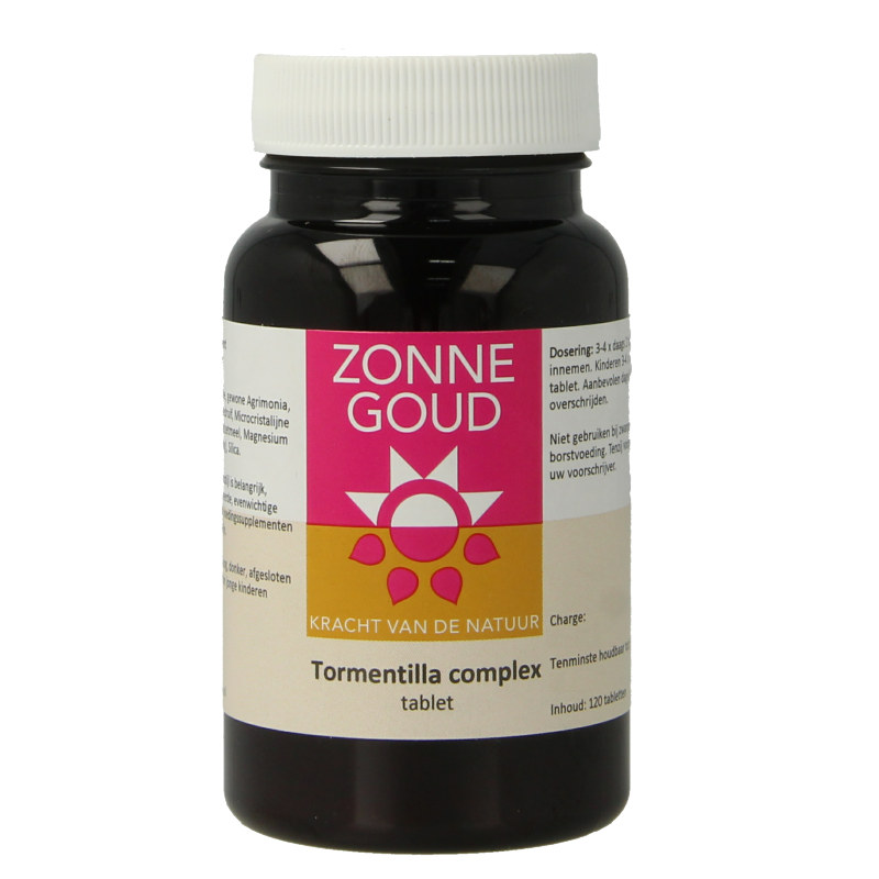 Zonnegoud Tormentilla complex herbal supplement in a blister pack of 120 tablets, natural kruidpreparaten by Zonnegoud.
