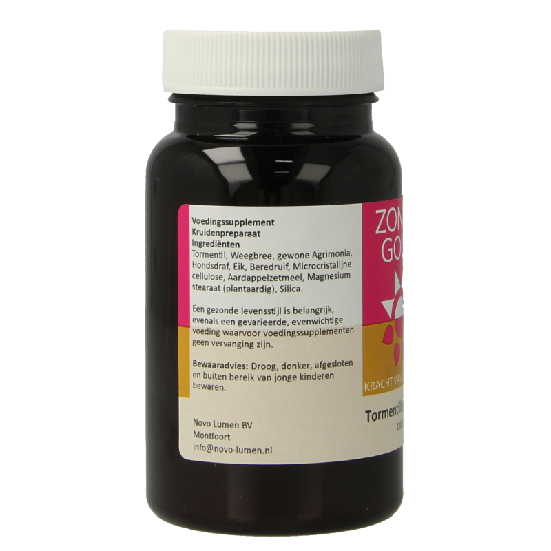 Zonnegoud Tormentilla complex herbal supplement in a blister pack of 120 tablets, natural herbal remedy from Zonnegoud.