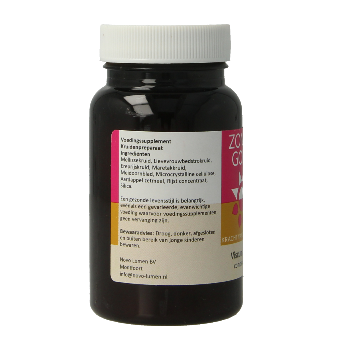 Zonnegoud Kruidenpreparaten Viscum album tablets in a bottle, herbal supplement for health support, branded by Zonnegoud