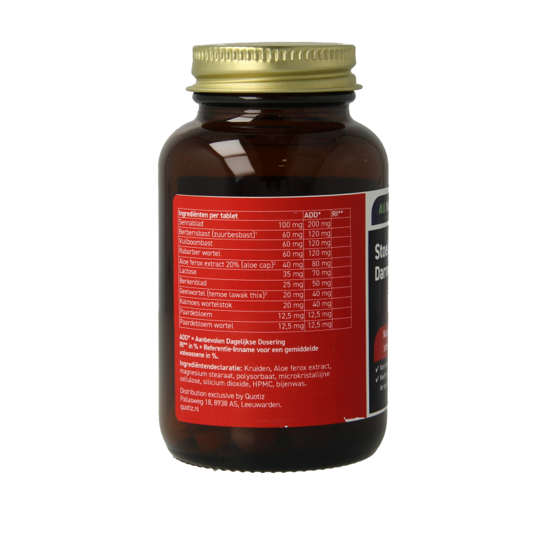 All Natural Kruidenpreparaten Stoelgang supplement in a bottle of 100 tablets, natural herbal remedy for digestive health