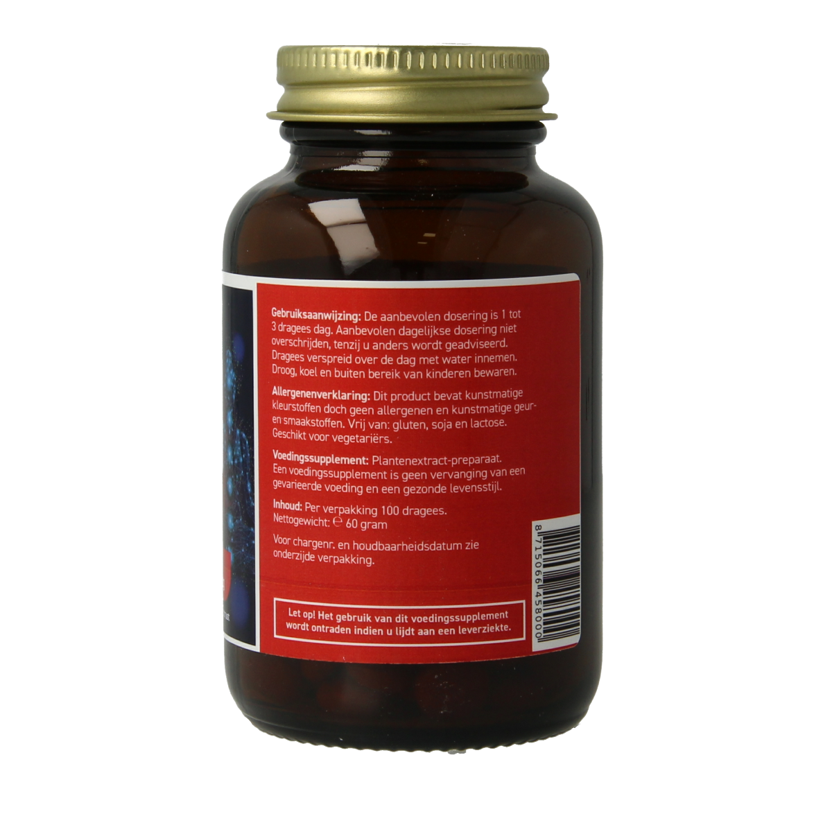 All Natural Rode Valeriaan kruidpreparaten in 100 dragees, showing the herbal supplement packaging with product details.
