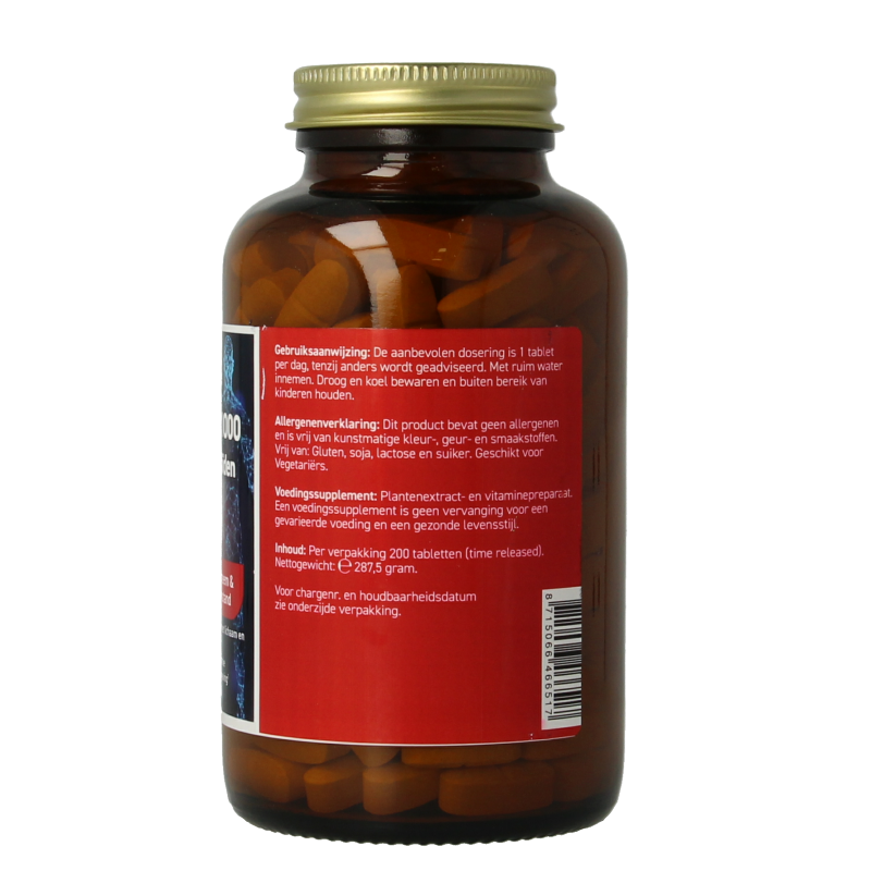 All Natural Vitamin C 1000 with bioflavonoids and rosehip in a bottle of 200 tablets, showing the supplement packaging.