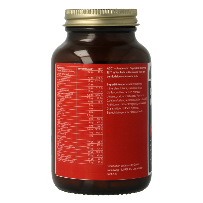 All Natural Multi Complete one-a-day vitamin supplement in a bottle of 100 tablets, showing the product packaging and tablets inside.