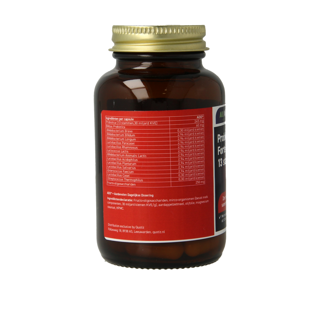 All Natural Pro Bioticum Forte capsules containing beneficial micro-organisms for digestive health.