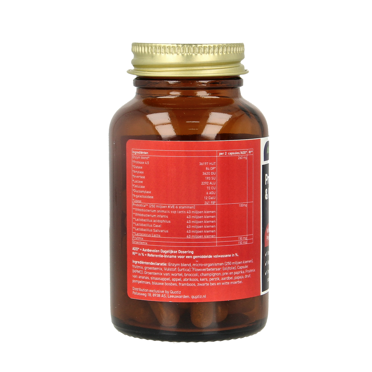 All Natural probiotic and enzyme vegetarian capsules, micro-organisms supplement in a 60-count bottle, dietary health support.
