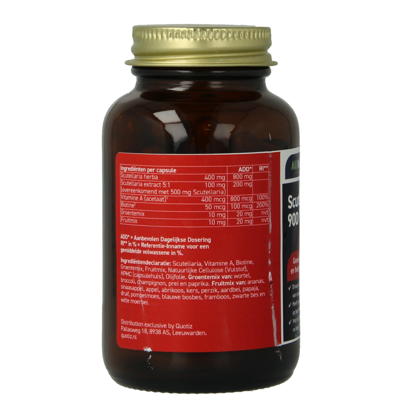 All Natural Scutellaria herbal supplement capsules in a bottle, part of All Natural Kruidenpreparaten product line.