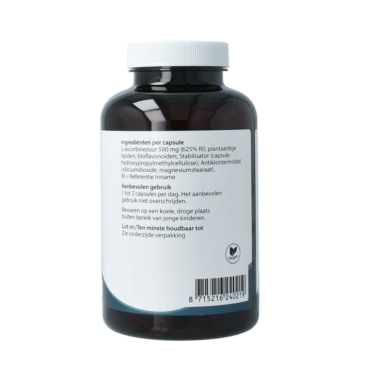 Springfield Cequre 500mg Vitamin C vegetarian capsules, 180 count, shown in clear bottle with label.