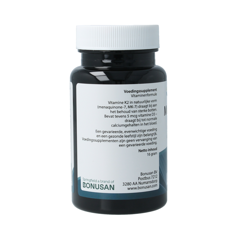 Springfield MenaQ7 Forte vitamin K2 180 mcg vegetarian capsules, supplement for bone and cardiovascular health.